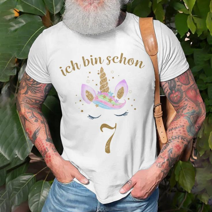 Kinder Ich Bin Schon 7 Geburtstags Einhorn 7 Jahre Mädchen V2 T-Shirt Geschenke für alte Männer
