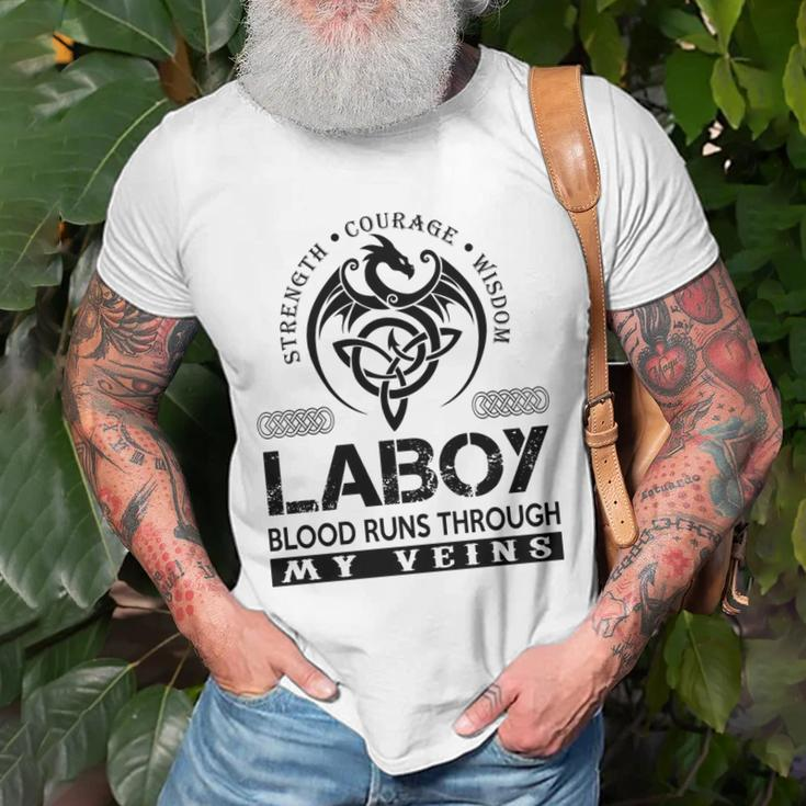 Laboy Blood Runs Through My Veins Unisex T-Shirt Gifts for Old Men