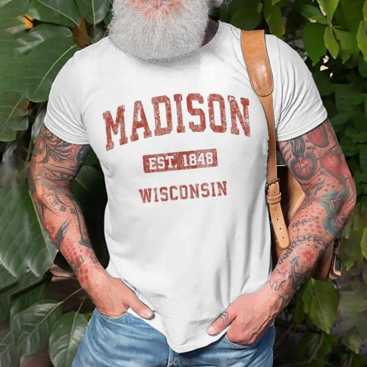 Madison Wisconsin Wi Vintage Athletic Sports Design Unisex T-Shirt Gifts for Old Men