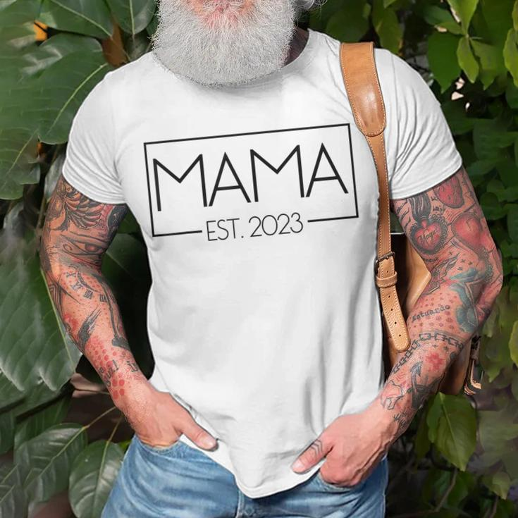 Mama Est 2023 Werdende Mutter Schwangere Geschenk Neue Mama T-Shirt Geschenke für alte Männer
