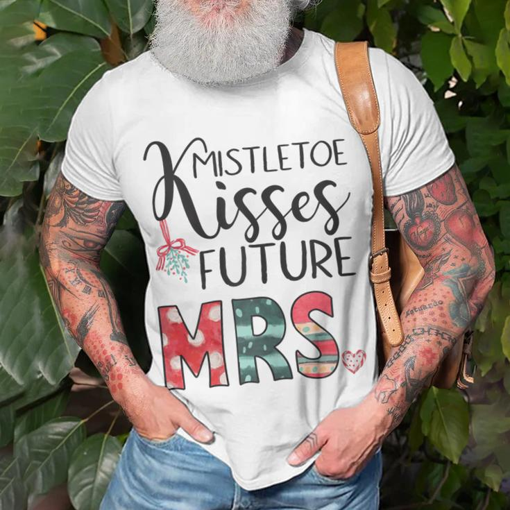 Womens Mistletoe Kisses Future Mrs Engagement Christmas V2T-shirt Gifts for Old Men