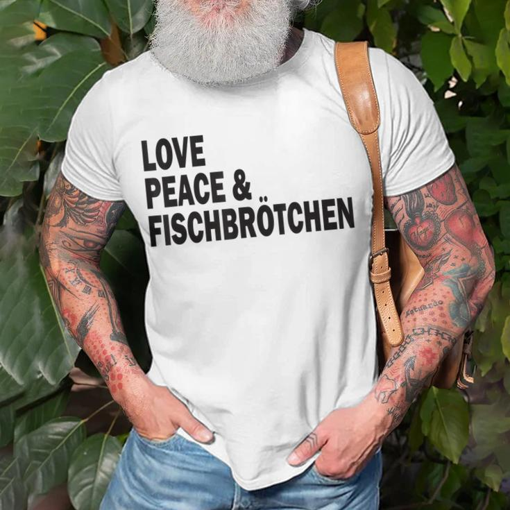 Moin Fischbrötchen Love Peace Norddeutsch Plattdeutsch T-Shirt Geschenke für alte Männer