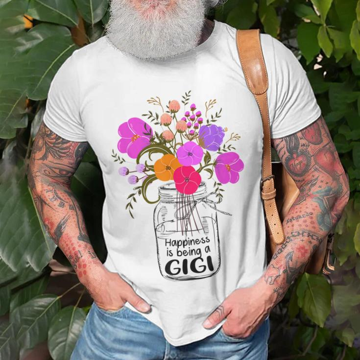 Mom Grandma Floral Gift Happiness Is Being A Gigi Gift For Women Unisex T-Shirt Gifts for Old Men