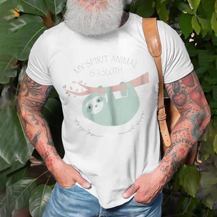 My Spirit Animal Is A Sloth Cute Pastel ColorGift For Womens Unisex T-Shirt Gifts for Old Men