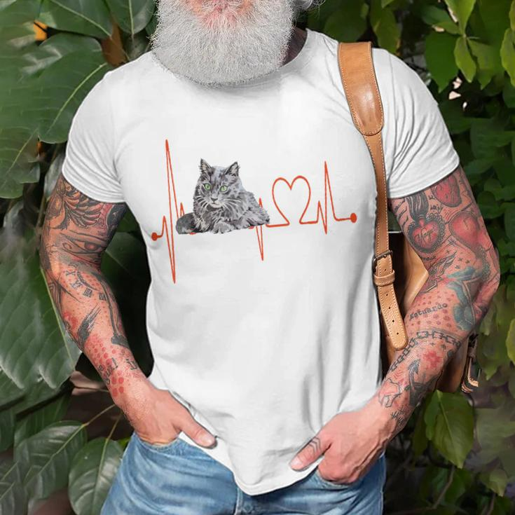Nebelung Katze Herzschlag Ekg I Love My Cat T-Shirt Geschenke für alte Männer