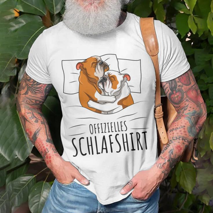 Offizielles Schlaf Englische Bulldogge T-Shirt Geschenke für alte Männer