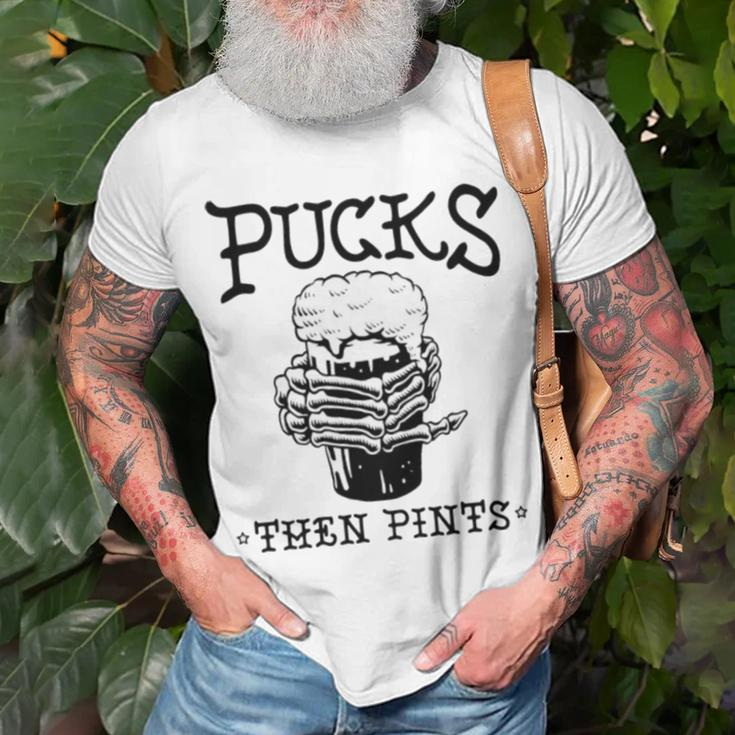 Pucks Then Pints Beer Unisex T-Shirt Gifts for Old Men