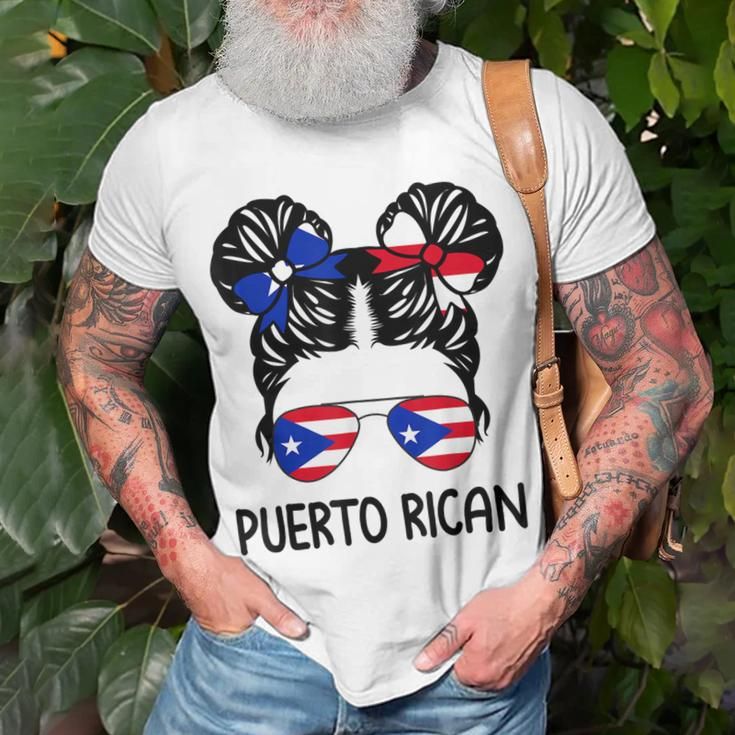Puerto Rican Girl Messy Hair Puerto Rico Pride Womens Kids Unisex T-Shirt Gifts for Old Men