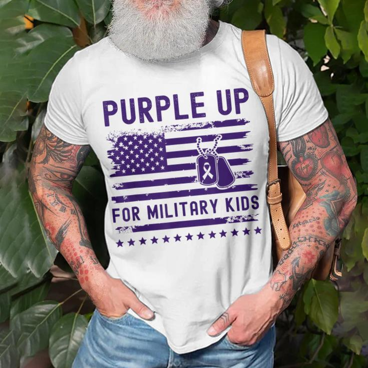 Purple Up For Military Kids Military Child Month Heart T-Shirt Gifts for Old Men