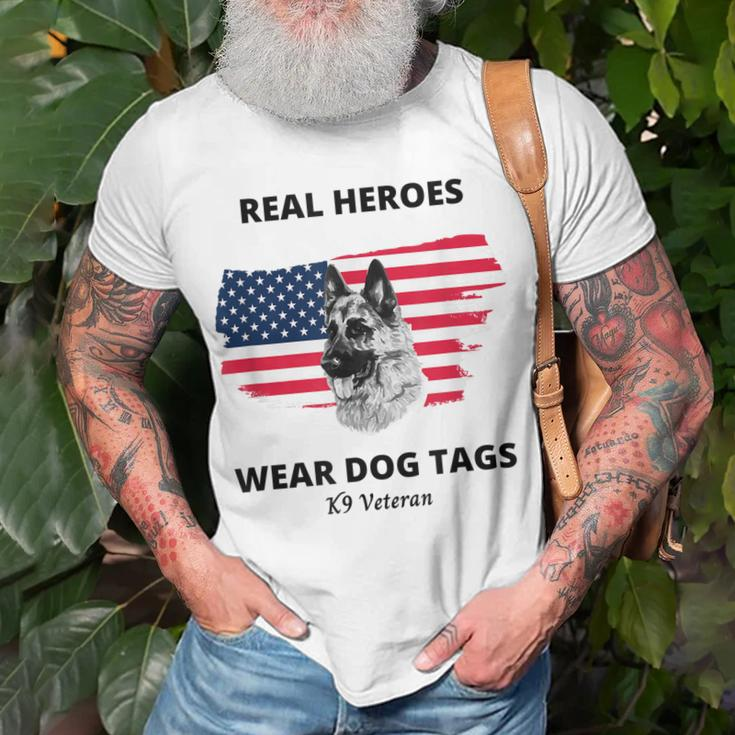 Real Heroes Wear Dog Tags - K9 Veteran Military Dog T-shirt Gifts for Old Men