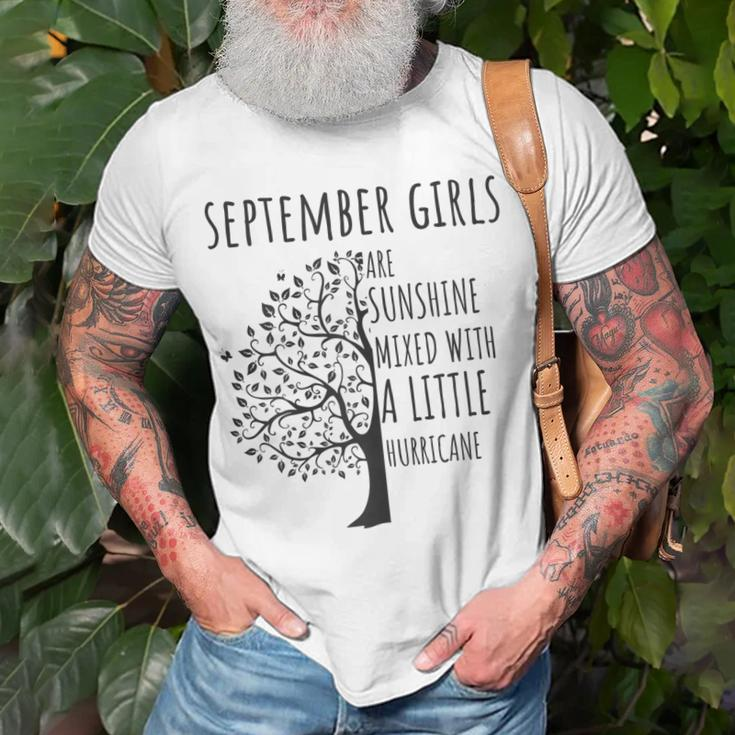 Womens September Girls Are Sunshine Mixed With A Little Hurricane T-shirt Gifts for Old Men