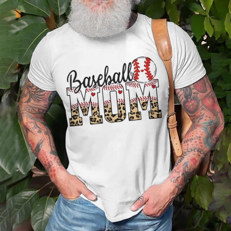 Softball Baseball Mom Leopard Mothers Day Unisex T-Shirt Gifts for Old Men