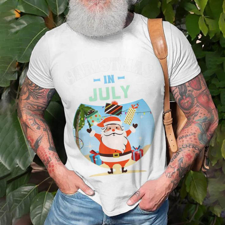 Tropischer Weihnachtsmann T-Shirt, Weihnachten im Juli Design Geschenke für alte Männer