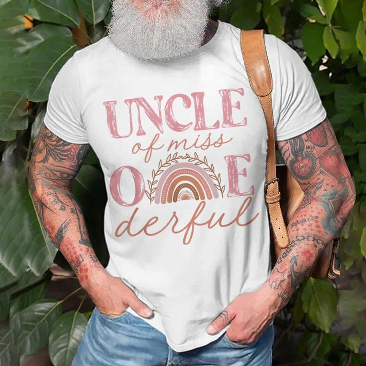 Uncle Of Little Miss Onederful 1St Bday Boho Rainbow Gift For Mens Unisex T-Shirt Gifts for Old Men