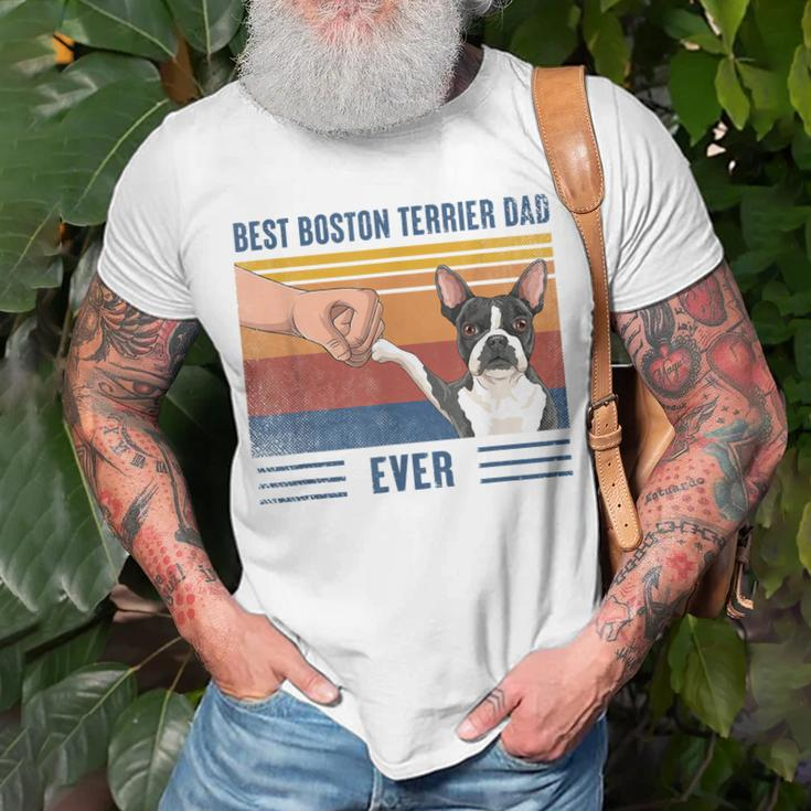 Vintage Best Boston Terrier Dad Ever Fist Bump Funny Dog Gift For Mens Unisex T-Shirt Gifts for Old Men