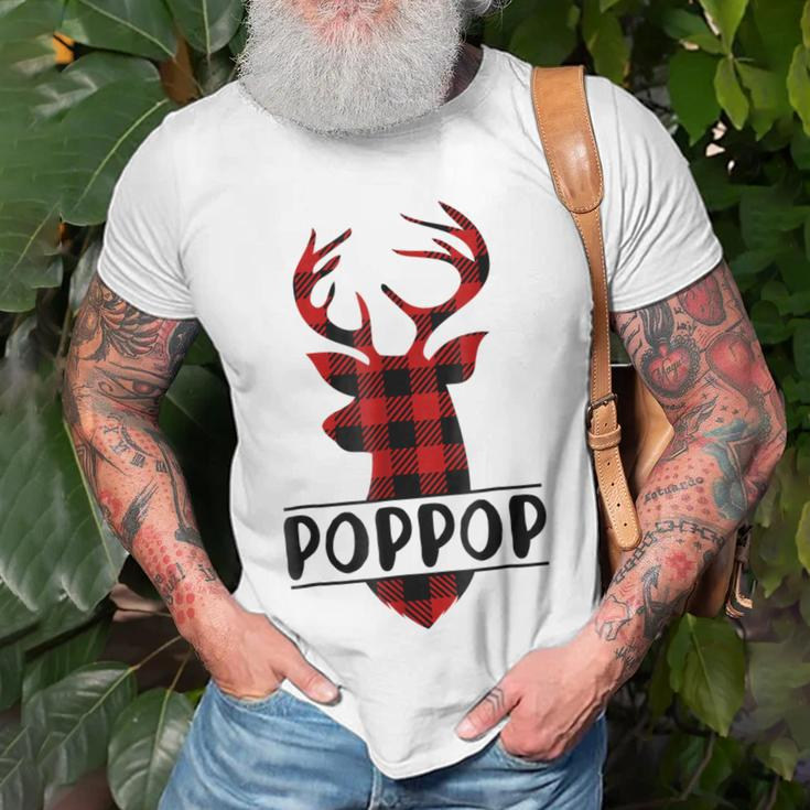 Xmas Buffalo Plaid Reindeer Poppop Family Christmas Unisex T-Shirt Gifts for Old Men