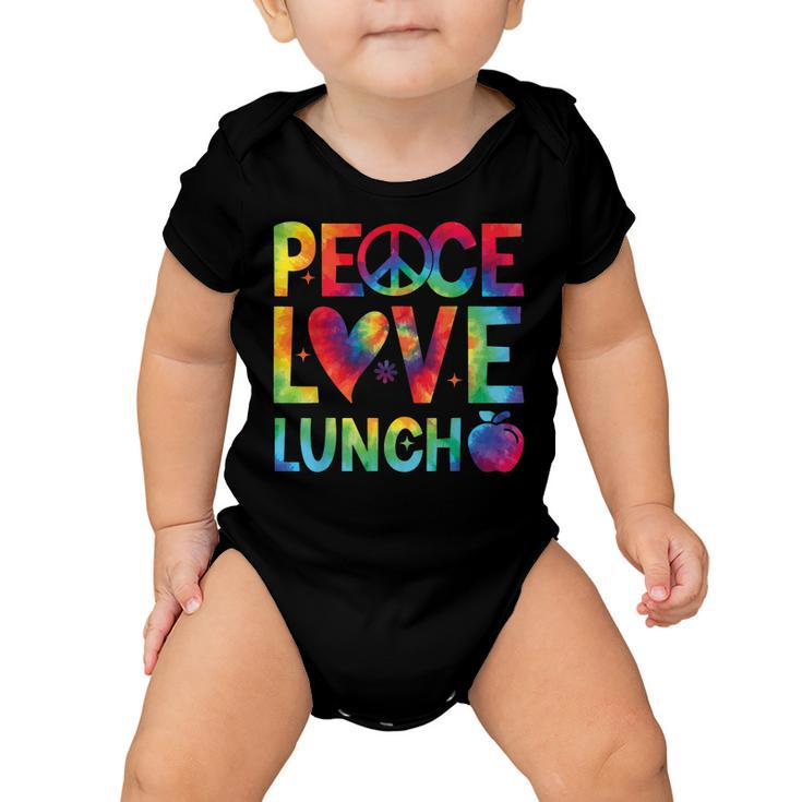 Peace Love Lunch Lady Retro Groovy Lunch Lady Back To School  Baby Onesie