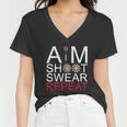 Aim Shoot Swear Repeat Darts Retro Vintage Gift Women V-Neck T-Shirt