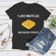 I Like Waffles Funny Belgian Waffles Lover Gift V3 Women V-Neck T-Shirt