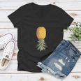 Upside Down PineappleShirt Women V-Neck T-Shirt