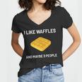 I Like Waffles Funny Belgian Waffles Lover Gift V3 Women V-Neck T-Shirt