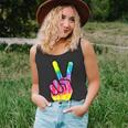 Finger Peace Sign Tie Dye 60S 70S Funny Hippie Costume Unisex Tank Top