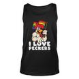 Lgbt Rainbow Flag Rooster Pun I Love Peckers Gay Chicken Dad Unisex Tank Top