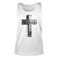 Cool Christian Blessed Dad Cross American Flag Fathers Day Unisex Tank Top