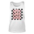 Love Heart Valentine Checkered Retro Groovy Valentines Day Unisex Tank Top