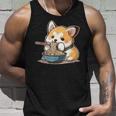 Chubby Corgi Dog Anime Eating Ramen Cute Unisex Tank Top Gifts for Him