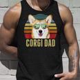 Corgi Dog Dad Vintage Retro Sunset Beach Vibe Fathers Day Unisex Tank Top Gifts for Him