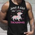 Dachshund Wiener Dog Just A Girl Who Loves Dachshunds Dog Silhouette Flower Gifts Doxie Unisex Tank Top Gifts for Him