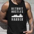 Detroit Hustles Harder City Silhouette Men Women Tank Top Graphic Print Unisex Gifts for Him