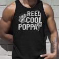 Distressed Reel Cool Poppa Fishing Fathers Day Unisex Tank Top Gifts for Him