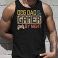 Dog Dad By Day Gamer By Night Vintage Fathers Day Unisex Tank Top Gifts for Him
