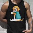Fathers Day Gift Funny Dog Dad Beagle I Love Dad Tattoo Unisex Tank Top Gifts for Him