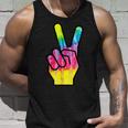 Finger Peace Sign Tie Dye 60S 70S Funny Hippie Costume Unisex Tank Top Gifts for Him