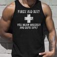 First Aid Kit Whiskey And Duct Tape Funny Dad Joke Vintage Unisex Tank Top Gifts for Him
