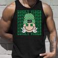 Groovy Smile Face Lucky Vibes Shamrock St Patricks Day Unisex Tank Top Gifts for Him
