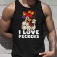 Lgbt Rainbow Flag Rooster Pun I Love Peckers Gay Chicken Dad Unisex Tank Top Gifts for Him