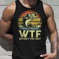 Mens Fishing Wtf Wheres The Fish Fisherman Funny Bass Dad Unisex Tank Top Gifts for Him