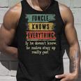 Mens Funcle Knows Everything Grandpa Fathers Day Gift Unisex Tank Top Gifts for Him