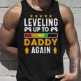 Mens Leveling Up To Daddy Again Funny Dad Pregnancy Announcement Unisex Tank Top Gifts for Him