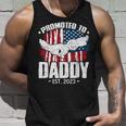 Mens Promoted To Daddy Est 2023 Patriotic Dad To Be Fathers Day Unisex Tank Top Gifts for Him