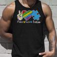 Peace Love Autism Puzzle In April We Wear Blue For Autism Unisex Tank Top Gifts for Him