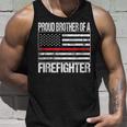 Red Line Flag Proud Brother Of A Firefighter Fireman Unisex Tank Top Gifts for Him