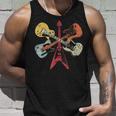 Retro Distressed Guitar Collection Rock Music Fan Guitarist Tank Top Gifts for Him