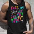 Rolling Into 10Th Birthday Leopard Roller Skates 10 Yrs Old Unisex Tank Top Gifts for Him