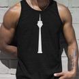 Schwarzes Unisex TankTop mit Weißem Turmdruck Motiv, Modisches Stadtdesign Tee Geschenke für Ihn