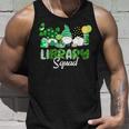 Three Gnomes Leopard Shamrock Library Squad St Patricks Day Unisex Tank Top Gifts for Him